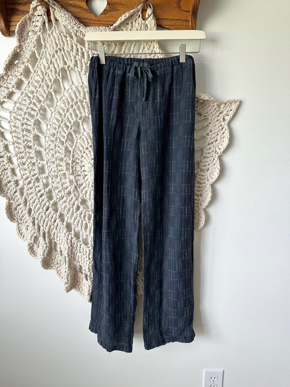 CP Shades Navy Blue Lightweight Linen Woven Flowy Pants Size XS